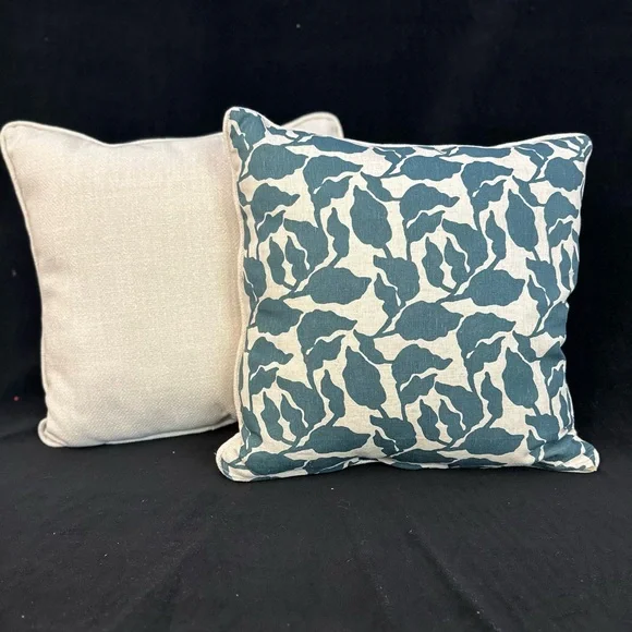PAIR 20x20 Walter.G Flores Pacific Blue Linen Studio Craft Pillows